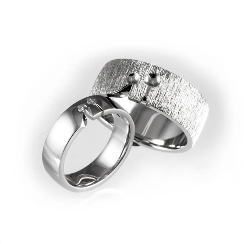 Passende Hochzeit Bands, Seine Und Ihre Trauringe, Einfache Ehering Gesetzt, Einzigartige Ring-Set Gemusterten Herren von KorusDesign