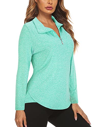 Koscacy Damen Ärmellose Golf Tennis Poloshirts Reißverschluss Dry Fit Workout Tank Tops (S-2XL), Green a, Groß von Koscacy