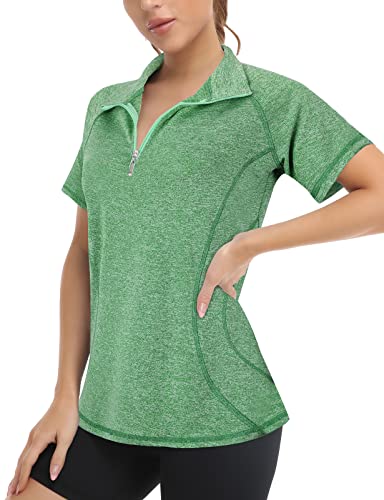 Koscacy Damen Ärmellose Golf Tennis Poloshirts Reißverschluss Workout Tank Tops (S-2XL), dunkelgrün, 3X-Groß von Koscacy