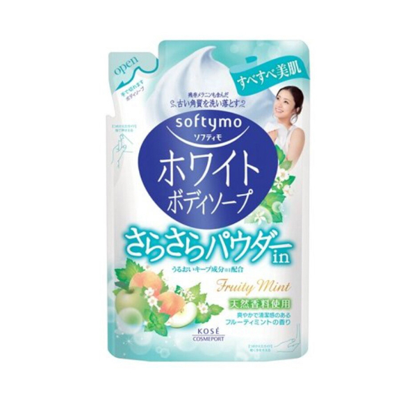 Kose - Softymo White Body Soap Refill - 420ml - Smooth Powder Fruity Mint von Kose