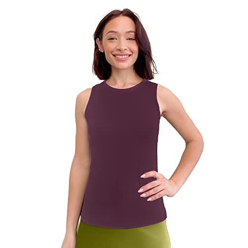 Kosher Casual Damen Bescheidenes ärmelloses Unterhemd – volle Schulter hoher Hals Layering Shell, aubergine, Klein von Kosher Casual