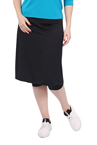 Kosher Casual Damen Sportrock Knielang mit Leggings Mittelschwerer Stoff - Schwarz - XX-Large von Kosher Casual