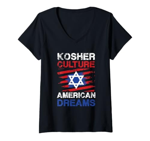 Damen American Dreams Star der koscheren Kultur T-Shirt mit V-Ausschnitt Damen American Dreams Star der koscheren Kultur T-Shirt mit V-Ausschnitt von Kosher Heritage Cultural USA Emblem
