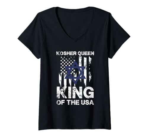 Damen Koscher Queen King of The USA Star T-Shirt mit V-Ausschnitt Damen Koscher Queen King of The USA Star T-Shirt mit V-Ausschnitt von Kosher Queen King Patriotic USA Symbol