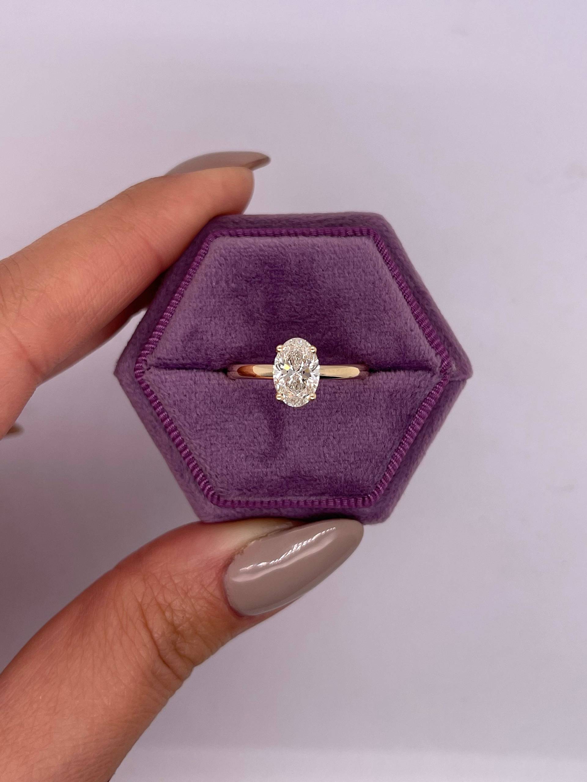 1.55 Karat Oval Cut F/Vvs2 Diamant Solitär Verlobungsring, Lab Versteckter Halo Erstellt Diamantring, 14K Gold von KosherDiamond