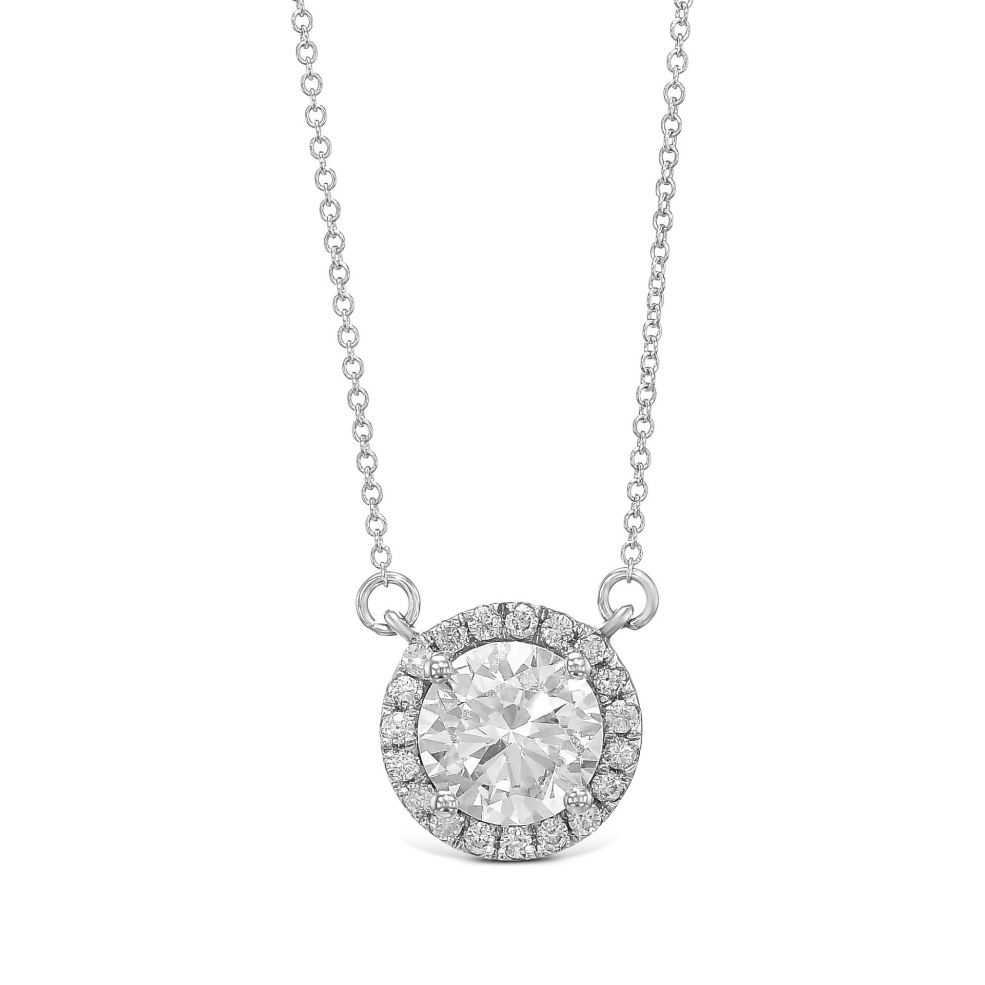 1.65 Karat F/Vs1 Runder Brilliantschliff Labor Gewachsener Diamant Halo-Anhänger Mit Kette, Runde Diamant-Halo-Halskette Gold 14K Weißgold 1.65 Karat F/Vs1 Runder Brilliantschliff Labor Gewachsener Diamant Halo-Anhänger Mit Kette, Runde Diamant-Halo-Halskette Gold 14K Weißgold von KosherDiamond