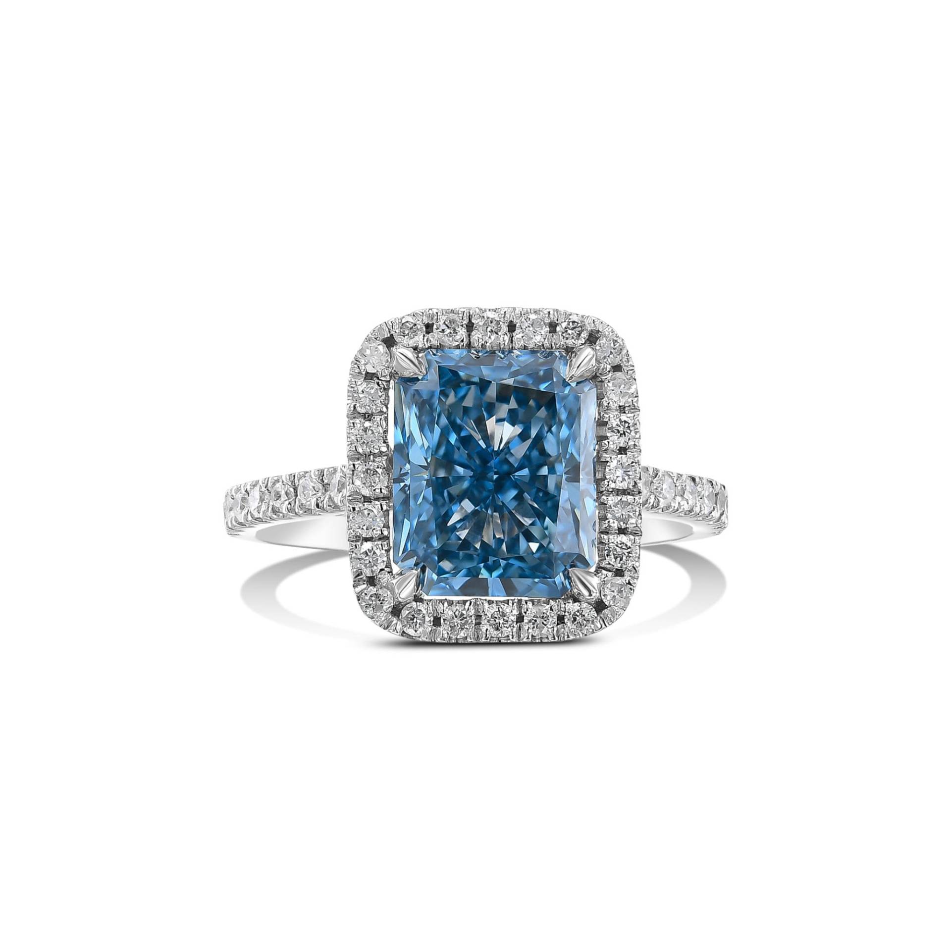 3, 75 Ct Blaue Farbe Vs1 Clarity Lab Grown Diamant Verlobungsring Radiant Cut Igi Zertifiziertes Set in 14K Weißgold 3, 75 Ct Blaue Farbe Vs1 Clarity Lab Grown Diamant Verlobungsring Radiant Cut Igi Zertifiziertes Set in 14K Weißgold von KosherDiamond