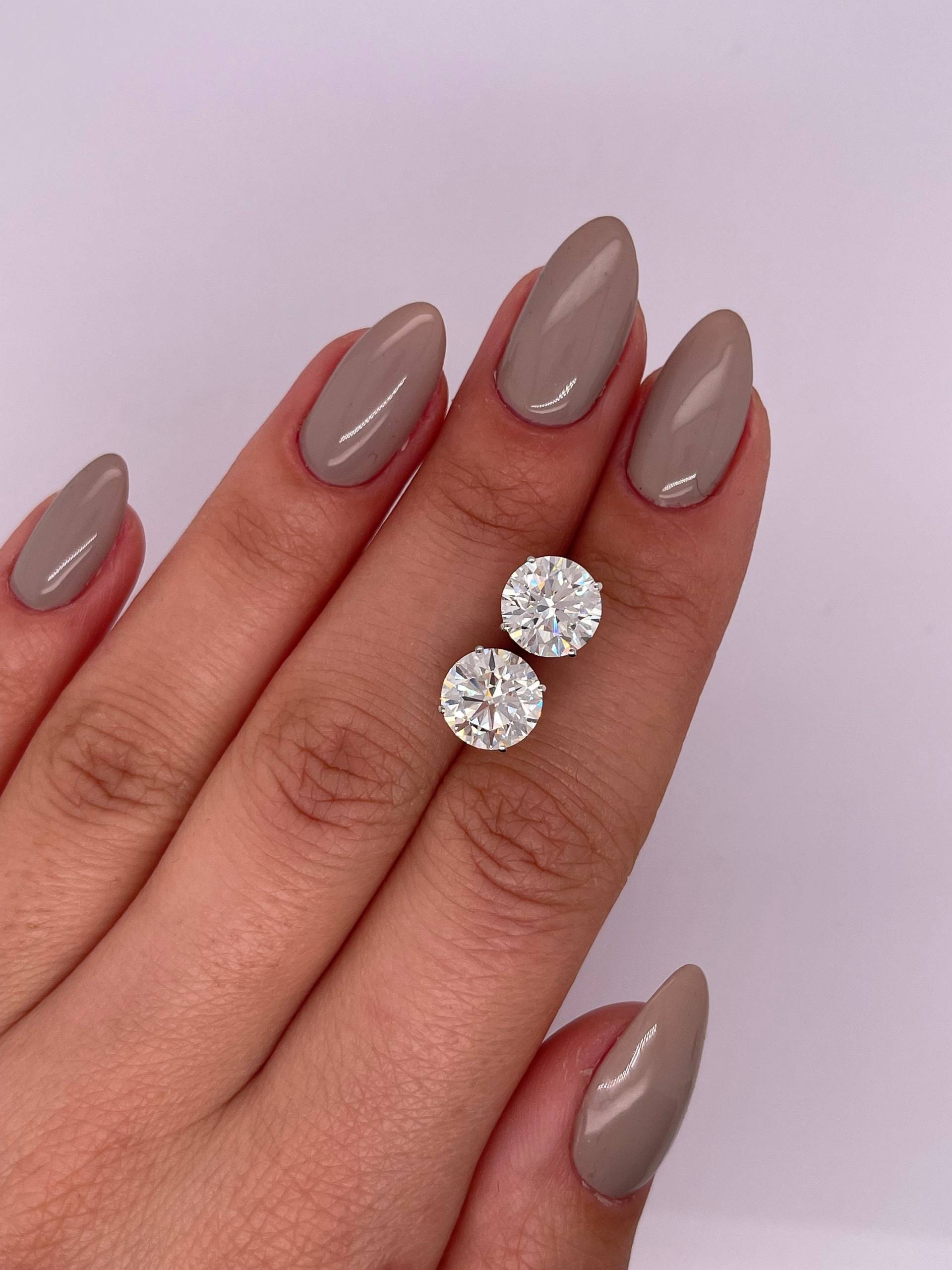 5 Karat Gesamtgewicht Igi Certified F/Vs1 Runde Ideal Cut Lab Diamant Ohrstecker, Perfekt Passende Im Labor Gewachsene Diamanten, 14K Weißgold von KosherDiamond