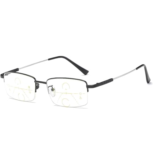 Kosinso Outfany Intellireaders, Sherum Intellireaders, Gleitsichtbrille Herren, Progressive Multifokale Lesebrille, Bifokale Brille Einstellbare Brille für Nah und Fern (Schwarz, 2.50) von Kosinso