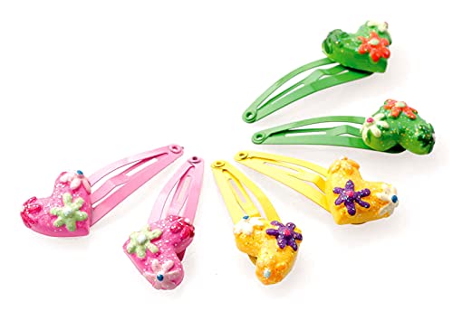 6er-Pack bunte Kinder Haarspangen mit mit Herzmotiven, Haarschmuck von Kosmetex