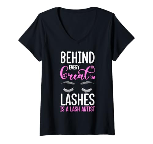 Damen Behind Every Great Lashes Is A Lash Artist Cosmetic Studio T-Shirt mit V-Ausschnitt Damen Behind Every Great Lashes Is A Lash Artist Cosmetic Studio T-Shirt mit V-Ausschnitt von Kosmetik Studio Wimpern Kosmetikerin