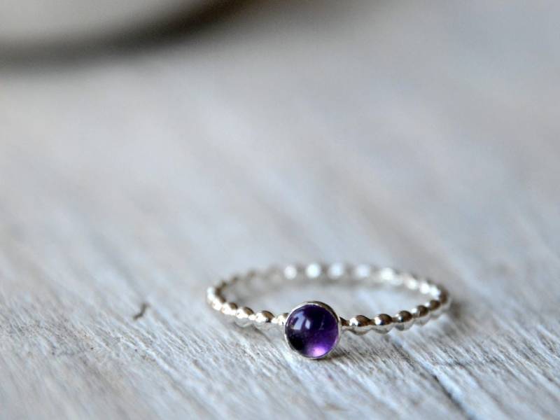Amethyst Stacking Ring, Sterling Silver - Made To Order von Kosmika