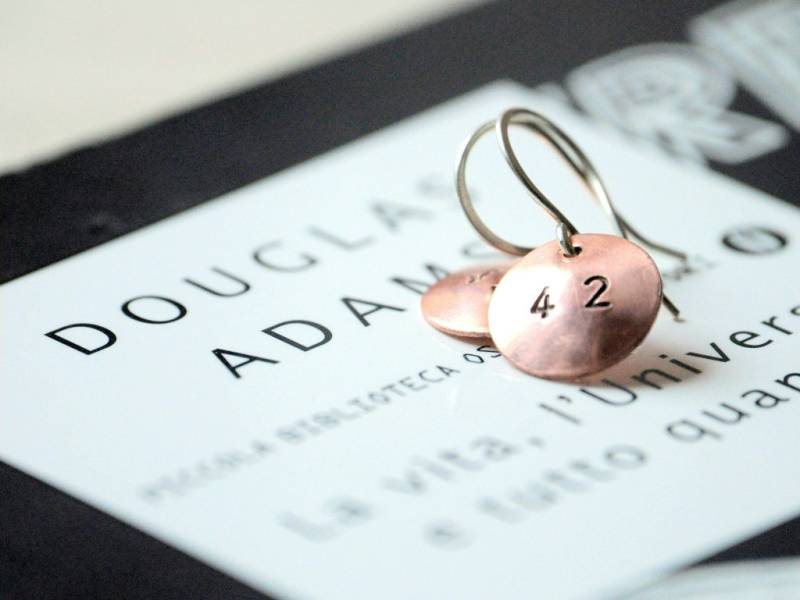 Earrings 42 Deep Thought - Sterling Silver Findings & Copper Domes von Kosmika