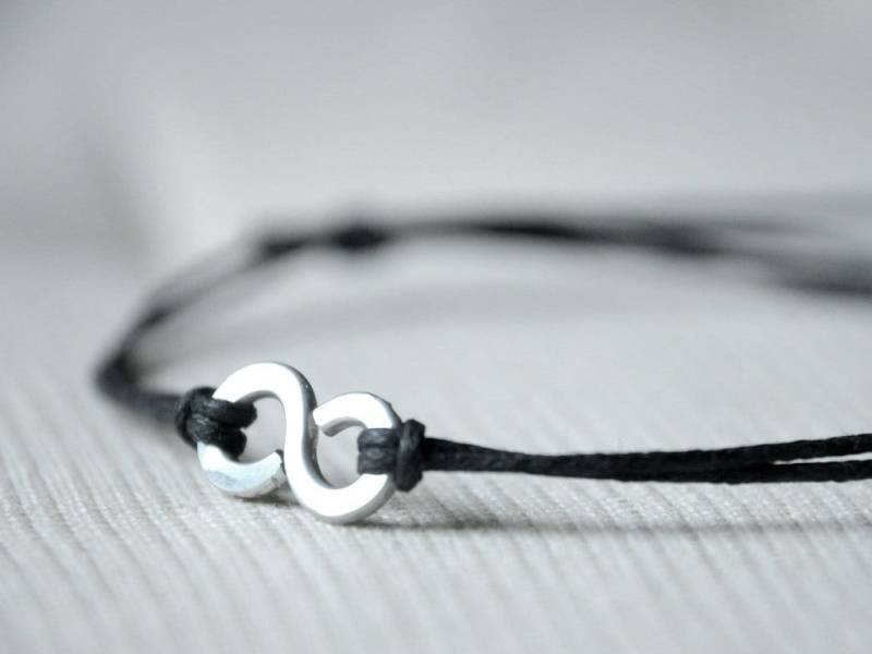 For Him Infinity Bracelet - Aluminium Wire & Waxed Cotton Men Unisex Bracelet Vegan Friendly von Kosmika