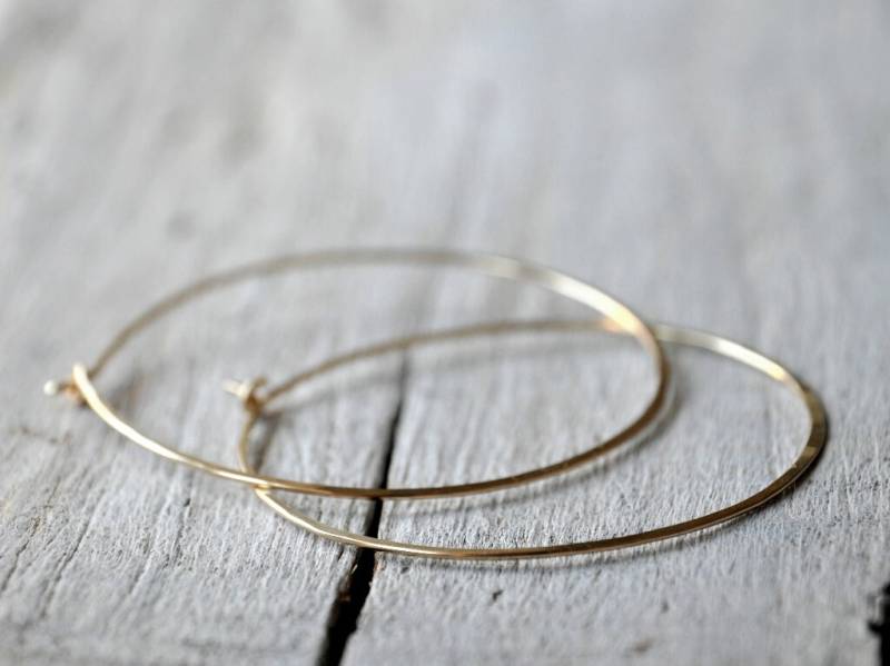 Gold Filled Hoop Earrings, Extra Large Size, Golden Hoops von Kosmika