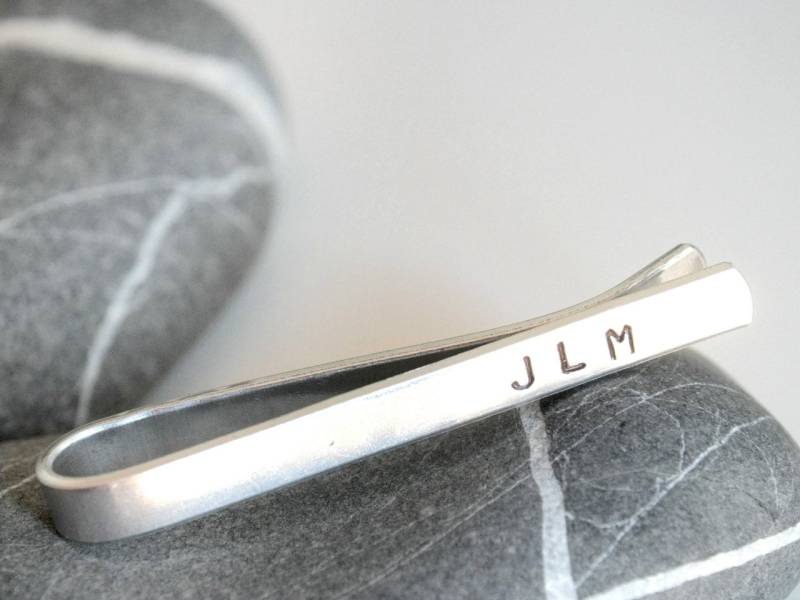 Personalized Aliminium Tie Bar With Custom Initials Or Numbers - Made To Order von Kosmika