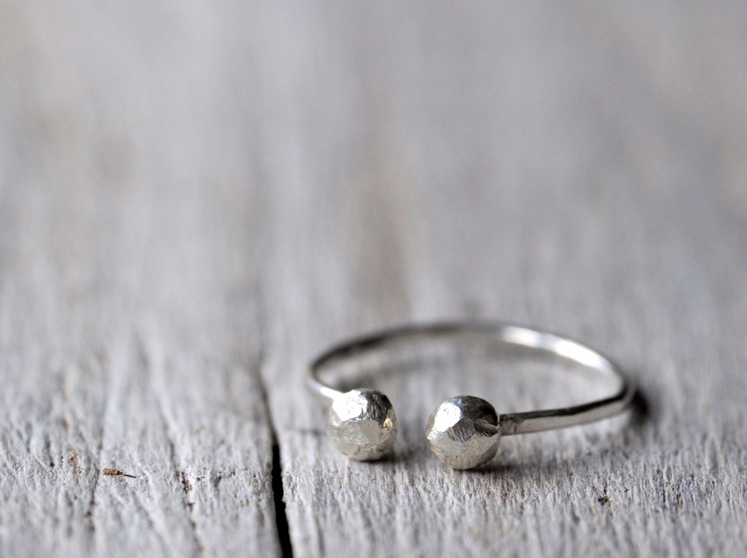 Sterling Silver Ring, Open Stackable Ring With Two 4mm Balls - Made To Order von Kosmika