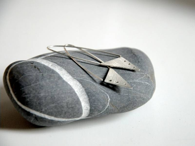 sterling Silver Earrings - Triangles, Geometric Industrial Urban Look Made To Order von Kosmika