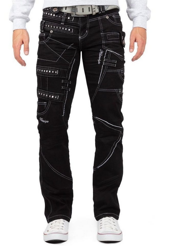 Kosmo Lupo 5-Pocket-Jeans Auffällige Herren Hose BA-KM001 (1-tlg) Aufschriften und Aufnäher als trendige Applikationen von Kosmo Lupo