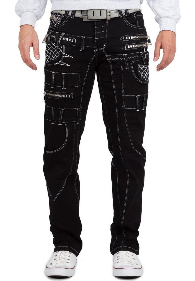 Kosmo Lupo 5-Pocket-Jeans Auffällige Herren Hose BA-KM009 (1-tlg) Markantes Design mit Aufgesetzten Applikationen von Kosmo Lupo