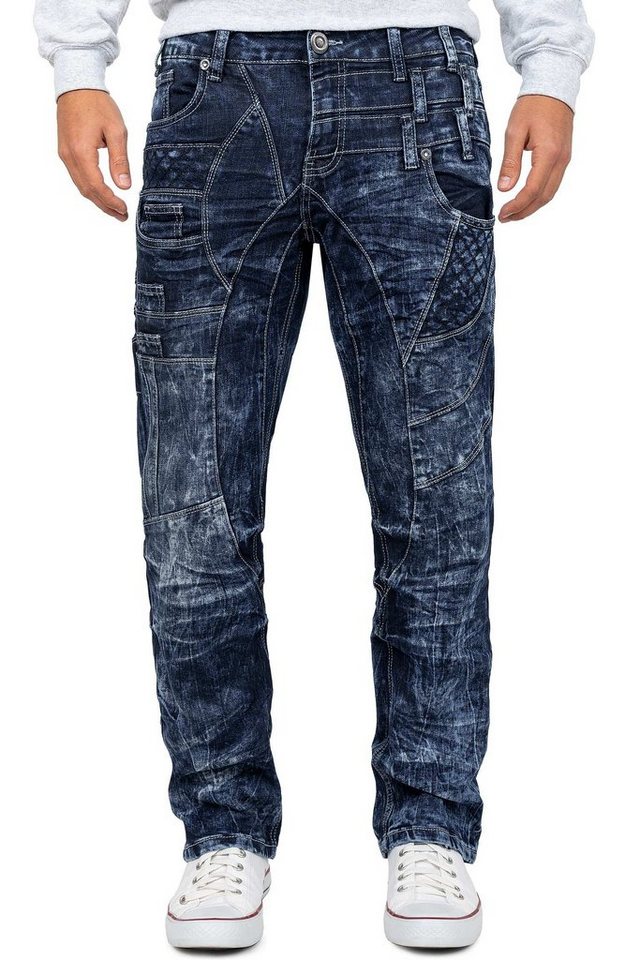 Kosmo Lupo 5-Pocket-Jeans Herren Regular Fit Jeans Stonewashed KM006d Blue W32/L32 (1-tlg) mit Verzierungen von Kosmo Lupo