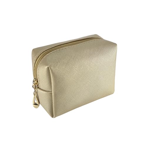 Kososuru Kleine Make-up-Tasche, tragbare Kosmetiktasche für Damen, Make-up-Tasche, wasserdicht, Kulturbeutel für Reisen, Gold, Mini, Tragbar von Kososuru