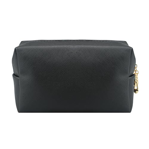 Kososuru Kleine Make-up-Tasche, tragbare Kosmetiktasche für Frauen, Make-up-Tasche, wasserdichte Kulturtasche für Reisen, Schwarz, groß, Big Size, Tragbar von Kososuru