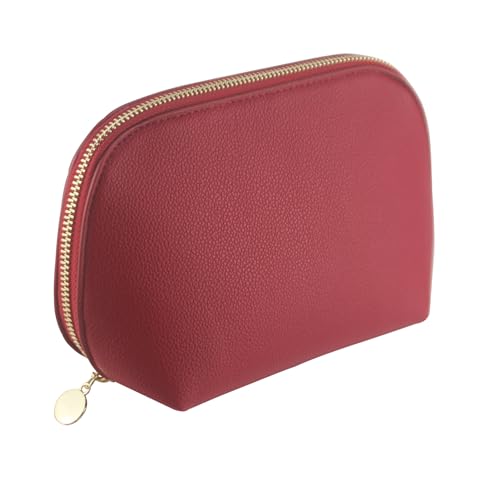 Kososuru Kleine Make-up-Tasche für Geldbörse, tragbar, wasserdicht, Kosmetiktasche, Reise-Make-up-Tasche für Damen, Rot/Ausflug, einfarbig (Getaway Solids), PU-Leder von Kososuru