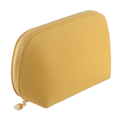 Kososuru Kleine Make-up-Tasche für Geldbörse, tragbar, wasserdicht, Kosmetiktasche, Reise-Make-up-Tasche für Damen, gelb, PU-Leder von Kososuru