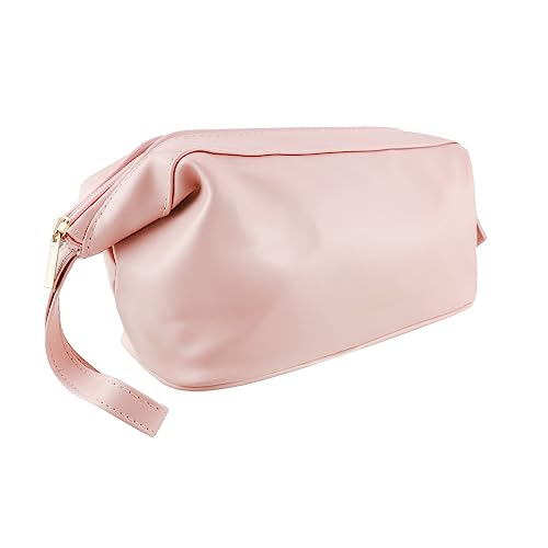 Kososuru Make-up-Tasche, tragbare wasserdichte Kosmetiktasche, Reise-PU-Leder-Kulturbeutel, große Kapazität Make-up-Tasche für Frauen, Pink, Single layer, Modern von Kososuru