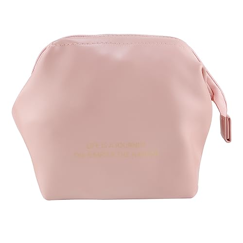 Kososuru Make-up-Tasche, tragbare wasserdichte Kosmetiktasche, Reise-PU-Leder-Kulturbeutel, große Kapazität Make-up-Tasche für Frauen, Pink, Small, Modern von Kososuru