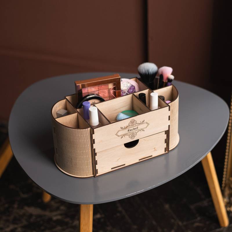 Benutzerdefinierte Make-Up-Box, Make-Up-Veranstalter Aus Holz, Make-Up-Pinselhalter Make-Up-Waschtisch Make-Up-Organisator-Box von KosovanShop