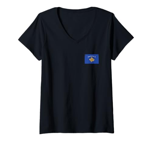 Damen Kosovo-Flagge, Grafik für Männer, Frauen, Kinder T-Shirt mit V-Ausschnitt Damen Kosovo-Flagge, Grafik für Männer, Frauen, Kinder T-Shirt mit V-Ausschnitt von Kosovo Flag Graphic Store