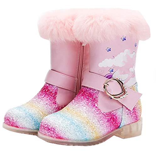 Kosplay Schneestiefel Mädchen Prinzessin Schuhe ELSA Eiskönigin Stiefel Kostüm Zubehör Stiefel mit Hohen Absätzen Winterstiefel mit Warm Gummistiefel Outdoor Festlich Karneval Geburtstag von Kosplay