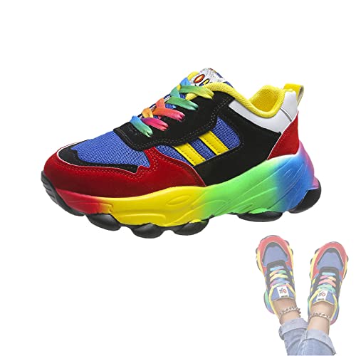 Kosseco Bequeme modische bunte Damen-Sneaker, Schnürung, orthopädischer Fußgewölbe, breiter Fuß, Sneaker für Outdoor-Lauf- und Workouts, Blau, 36 EU Kosseco Bequeme modische bunte Damen-Sneaker, Schnürung, orthopädischer Fußgewölbe, breiter Fuß, Sneaker für Outdoor-Lauf- und Workouts, Blau, 36 EU von Kosseco