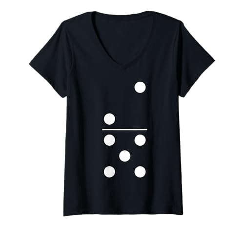 Damen Domino Stein 2/5 Fastnacht Verkleidung Gruppenkostüm Kostüm T-Shirt mit V-Ausschnitt von Kostüm Fasching Karneval Partnerlook Damen Herren