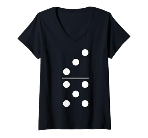 Damen Domino Stein 3/5 Fastnacht Verkleidung Gruppenkostüm Kostüm T-Shirt mit V-Ausschnitt von Kostüm Fasching Karneval Partnerlook Damen Herren