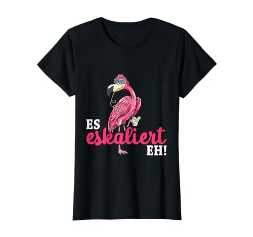 wir eskalieren jga Frauen Flamingo Damen Es eskaliert eh T-Shirt wir eskalieren jga Frauen Flamingo Damen Es eskaliert eh T-Shirt von Kostüm Flamingo Geschenk für Polterabend