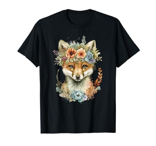 Kostüm Fuchs Kinder, Damen, Herren - Fuchs T-Shirt Schwarz Kurzarm Vintage Fox Design mit Blumen - Unisex Erwachsene, Kinder - S Kostüm Fuchs Kinder, Damen, Herren - Fuchs T-Shirt Schwarz Kurzarm Vintage Fox Design mit Blumen - Unisex Erwachsene, Kinder - S von Kostüm Fuchs Kinder, Kostüm Fuchs, Fuchs Geschenke