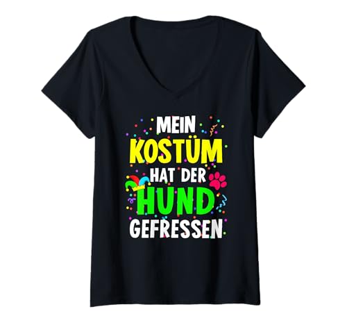 Damen Mein Kostüm hat der Hund gefressen für Karneval Fasching T-Shirt mit V-Ausschnitt Damen Mein Kostüm hat der Hund gefressen für Karneval Fasching T-Shirt mit V-Ausschnitt von Kostüm Hund gefressen Karneval Fasching Shop