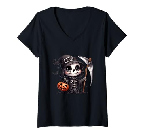Damen Halloween-Kostüm lustiger Geist T-Shirt mit V-Ausschnitt von Kostüm für Halloween, lustiger Geist