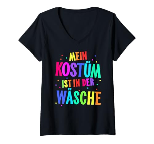 Damen Mein Kostüm ist in der Wäsche für Karneval Fasching T-Shirt mit V-Ausschnitt Damen Mein Kostüm ist in der Wäsche für Karneval Fasching T-Shirt mit V-Ausschnitt von Kostüm ist in der Wäsche Karneval Fasching Shop