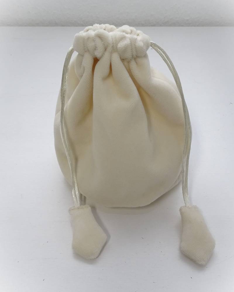 Cremefarbener Samtbeutel Würfelbeutel Murmelbeutel Rollenspiel Larp Mittelalter Samt Creme Hellbeige Hochzeit von Kostuemgeschichten