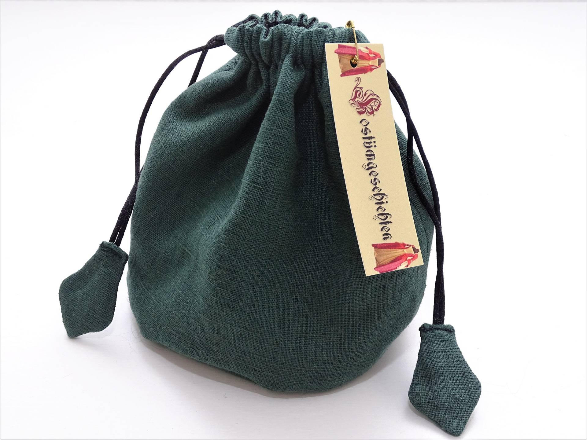 Leinenbeutel Grün Würfelbeutel Murmelbeutel Rollenspiel Larp Mittelalter Tasche von Kostuemgeschichten