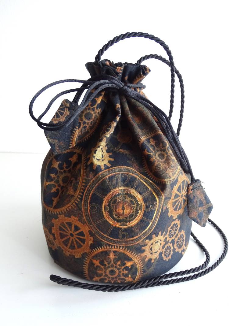 Pompadour Beutel Steampunk Aus Baumwolle Larp Zahnräder Zahnrad Uhr Tasche Täschchen Victorian Gothic von Kostuemgeschichten