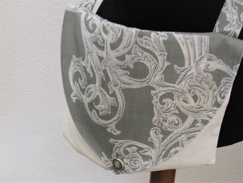 Tasche Groß Grau Weiß Mit Ornamenten Barock Stil Schultertasche Leinen Larp von Kostuemgeschichten