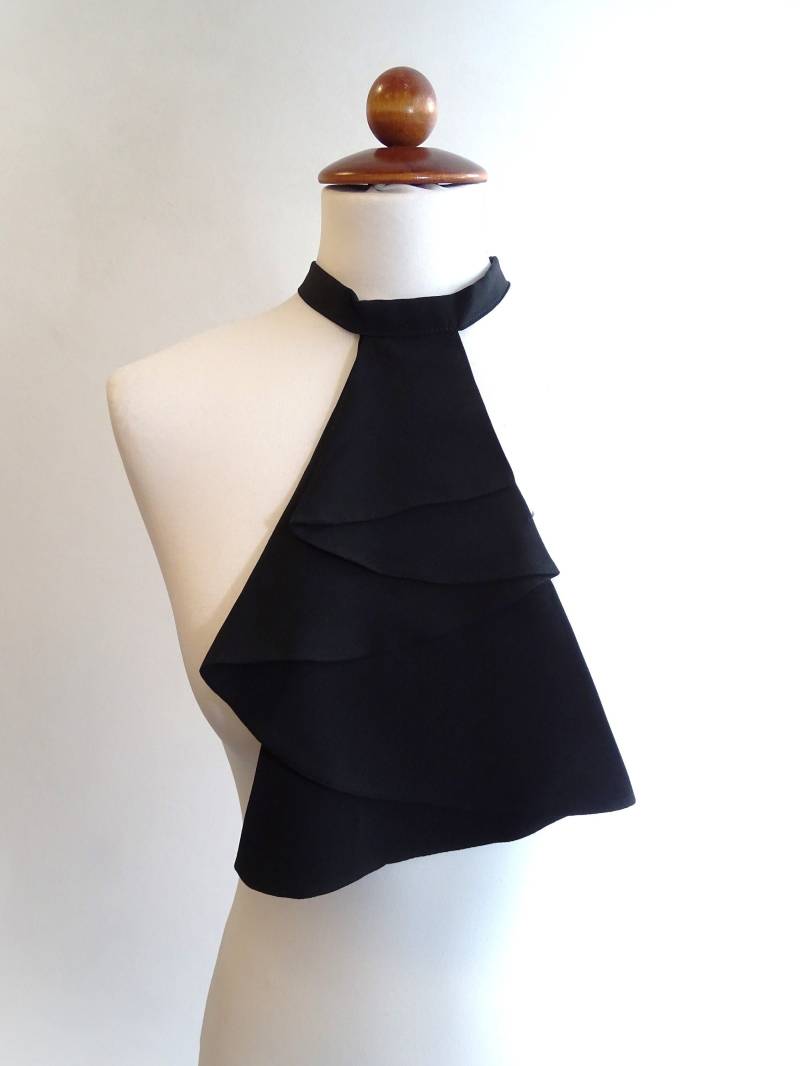 Wasserfalljabot Schwarz Aus Viskose Barock Rokoko Steampunk Viktorianisch Larp Neu von Kostuemgeschichten