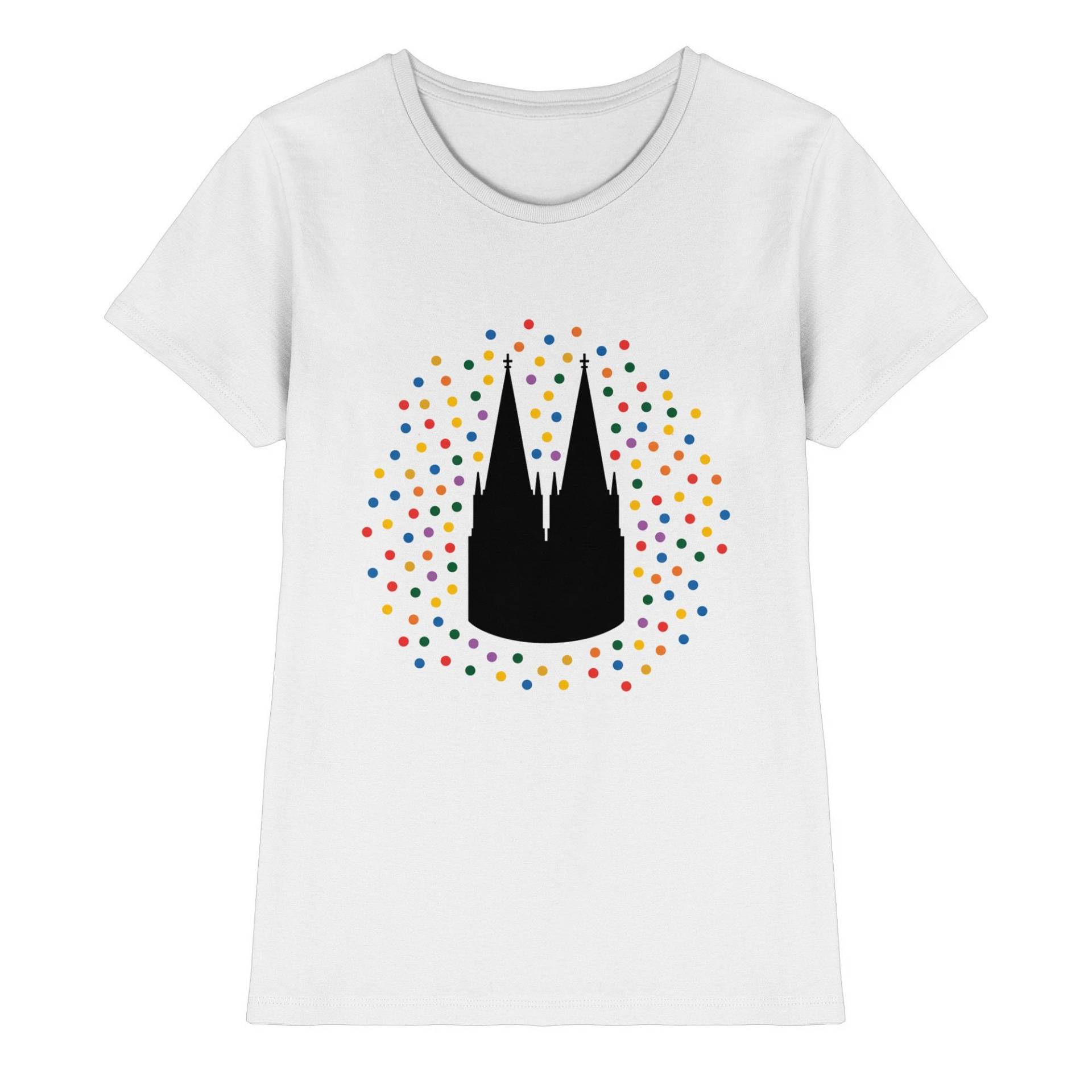 Frauen T-Shirt - Konfetti Design Mit Kölner Dom Im Konfettiregen Ladies Premium Shirt von Kostuemista