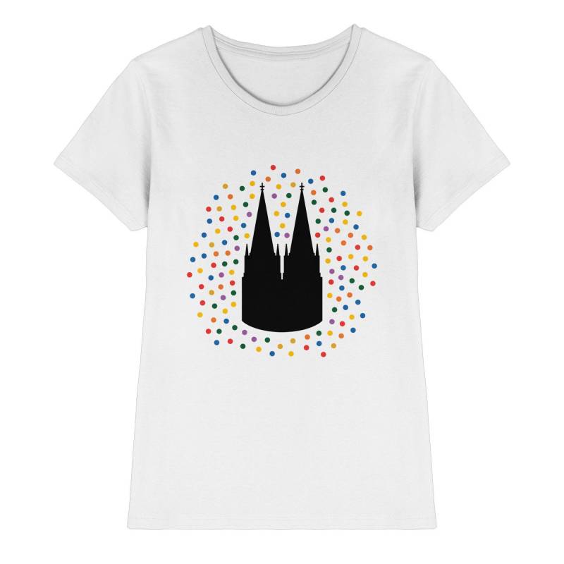 Frauen T-Shirt - Konfetti Design Mit Kölner Dom Im Konfettiregen Ladies Premium Shirt von Kostuemista
