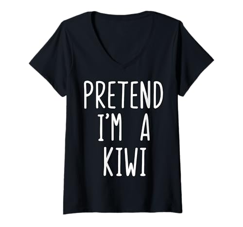 Damen Pretend I'm A Kiwi T-Shirt mit V-Ausschnitt Damen Pretend I'm A Kiwi T-Shirt mit V-Ausschnitt von Kostümparty Obst Kiwi Neues Halloween